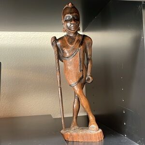 Hand carved wooden tribesman